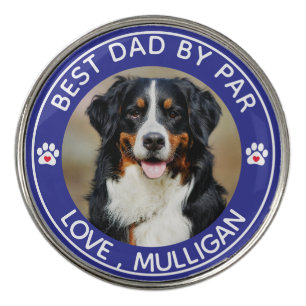 Custom Dog Photo Pet Best Dad By Par Monogram Golf Ball Marker