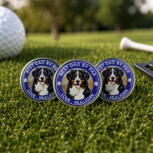 Custom Dog Photo Pet Best Dad By Par Monogram Golf Ball Marker