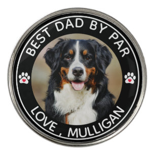 Custom Dog Photo Pet Best Dad By Par Monogram Golf Ball Marker