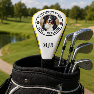 Custom Dog Photo Pet Best Dad By Par Monogram Golf Head Cover