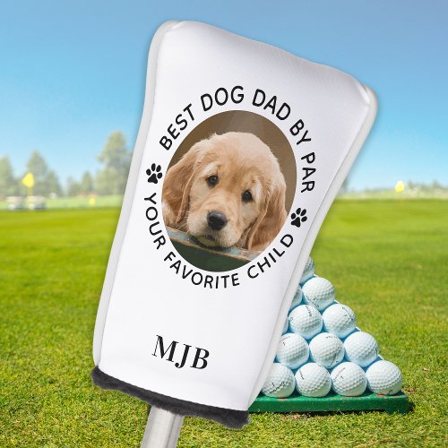 Custom Dog Photo Pet Best Dad By Par Monogram   Golf Head Cover