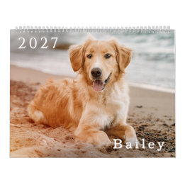 Custom Dog Photo Pet Lover Simple Template 2027 Calendar