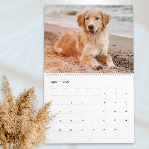 Custom Dog Photo Pet Lover Simple Template 2027 Calendar