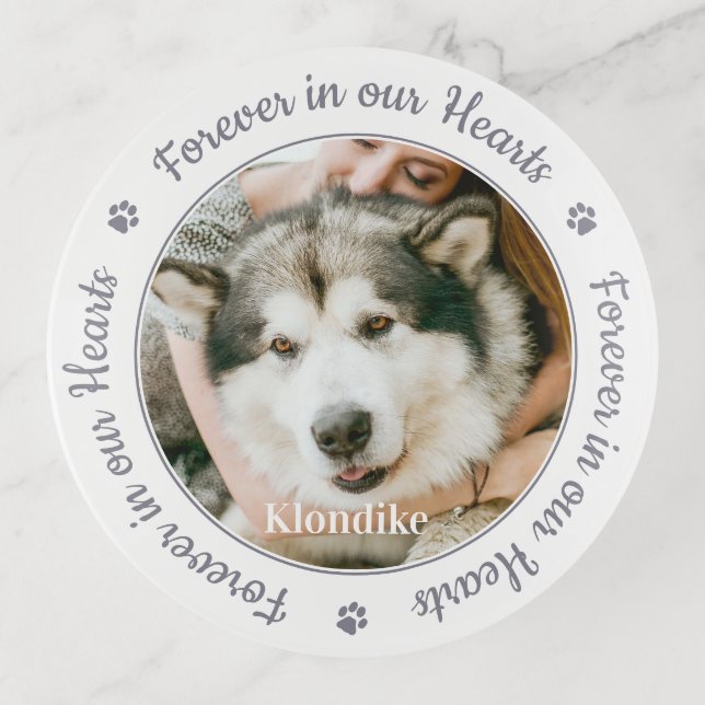 Custom Dog Photo Pet Memorial Trinket Tray (Front)