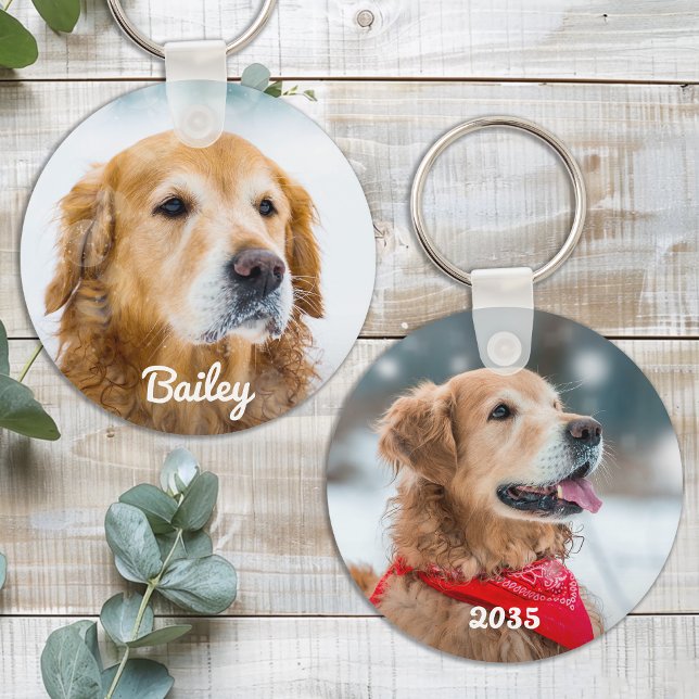 Custom Dog Photo Pet Personalized Name & Date Keychain (Creator Uploaded)