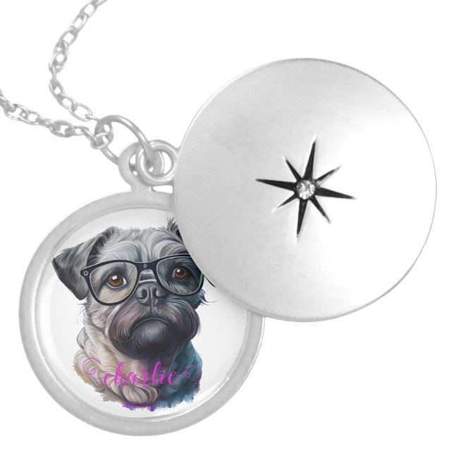 Custom Dog Photo Pet Photo Cat Photo Locket Necklace (Front)