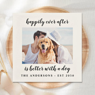Custom Dog Photo Pet Wedding Napkins