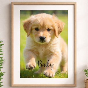 Custom Dog Photo Poster with Name Wall Art