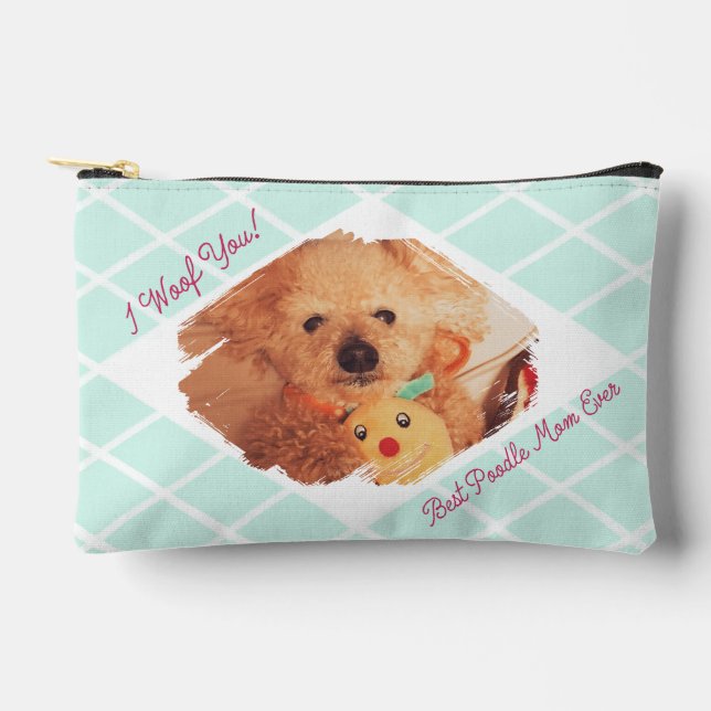 Custom Dog Photo Pouch | Best Poodle Mom Ever Gift (Front)