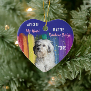Custom Dog Photo Rainbow Bridge Memorial Ornament