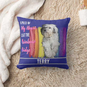 Custom Dog Photo Rainbow Bridge Memorial Ornament Throw Pillow