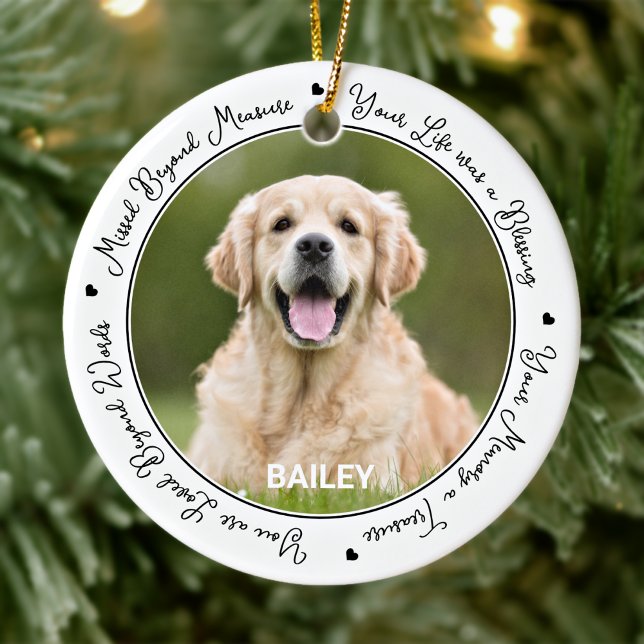 Custom Dog Photo Remembrance Poem Pet Memorial  Ceramic Ornament (Creator Uploaded)