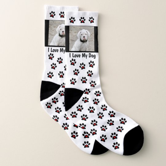 Custom Dog Photo Socks I Love My Dog