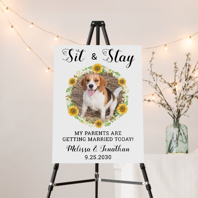 Custom Dog Photo Sunflower Pet Wedding  Foam Board (In Situ (Stand))