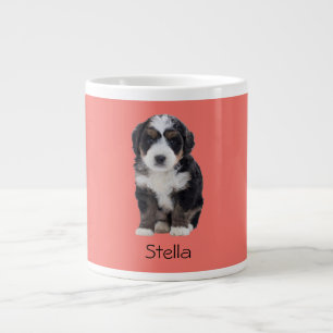 Custom Dog Photo – Sunset Coral with Pet Name - Giant Coffee Mug