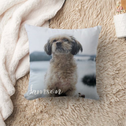 Custom Dog Photo Throw Pillow