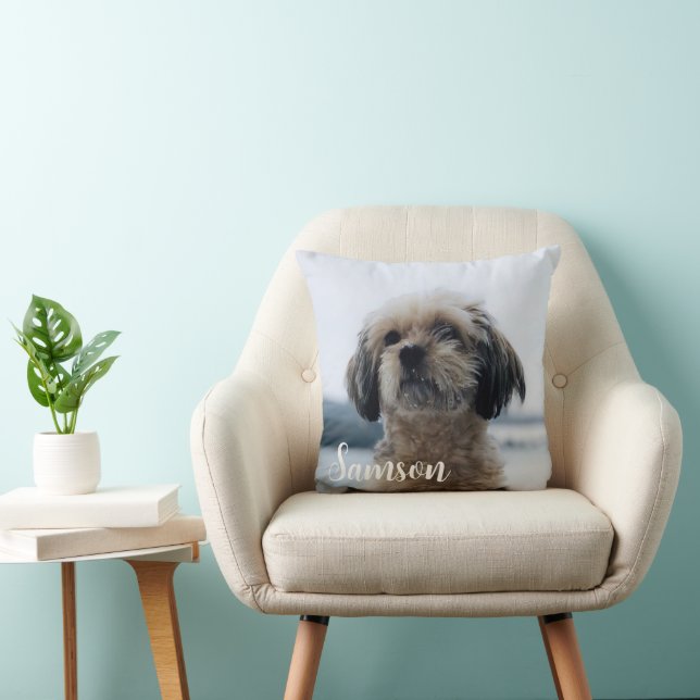 Custom Dog Photo Throw Pillow (Chair)