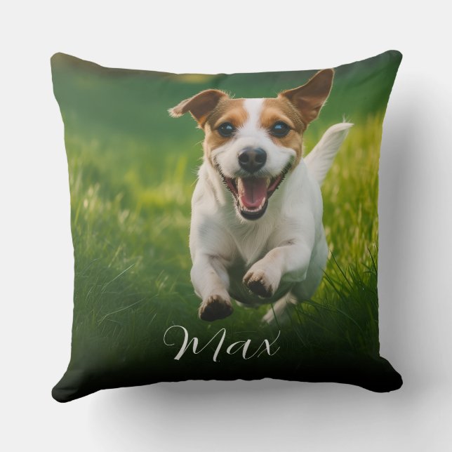 Custom Dog Photo  Throw Pillow (Back)