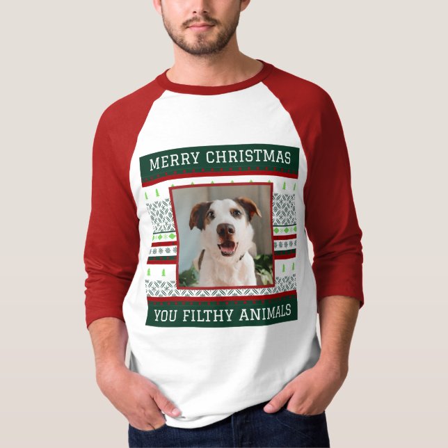 Custom Dog Photo Ugly Christmas Shirt Funny (Front)