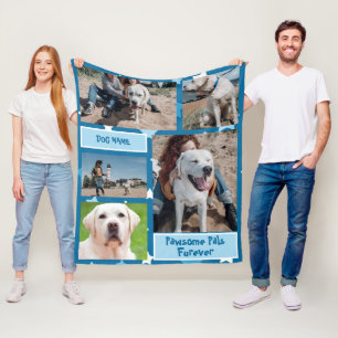 Custom Dog Photo with Dog Name Fleece Blanket