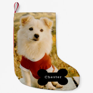 Custom Dog Photo with Personalized Name Small Christmas Stocking