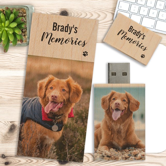Custom Dog Photo Wood Flash Drive (Creator Uploaded)