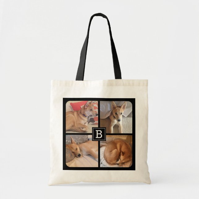 Custom Dog Photos Monogram Pet Supplies Tote Bag (Front)