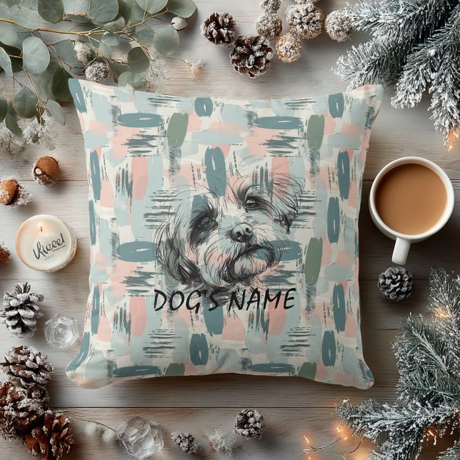 Custom Dog Portrait Abstract Brushstroke Pillow (Creator Uploaded)