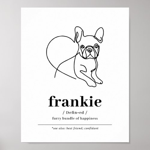Custom Dog Portrait French Bulldog Line Art Poster