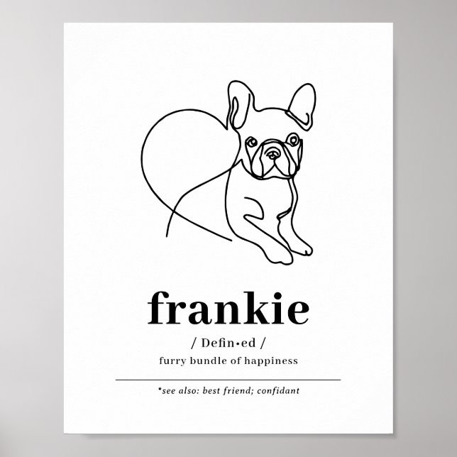 Custom Dog Portrait French Bulldog Line Art Poster (Front)