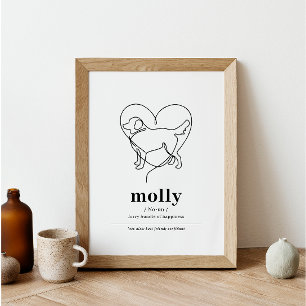 Custom Dog Portrait Golden Retriever Line Art Poster