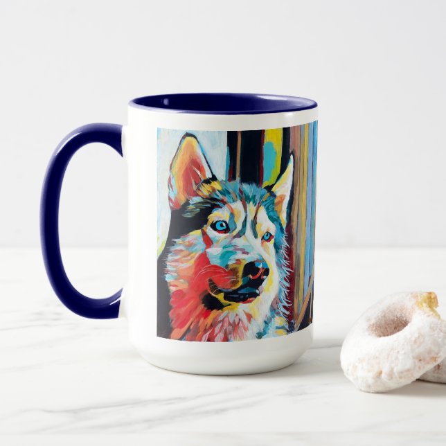 Custom Dog Portrait Painting - Forever Loved Pet Mug (With Donut)