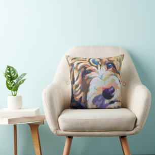Custom Dog Portrait Painting - Forever Loved Pet Throw Pillow