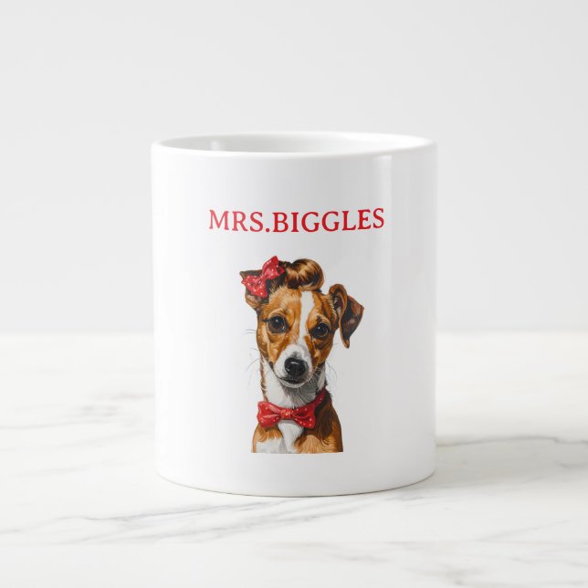Custom Dog Portrait – Personalized Pet Name Design Giant Coffee Mug (Front)