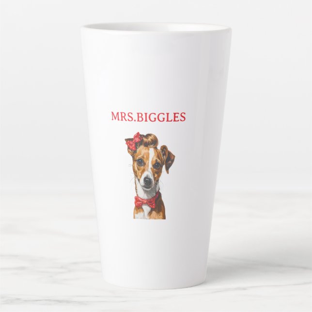 Custom Dog Portrait – Personalized Pet Name Design Latte Mug (Front)