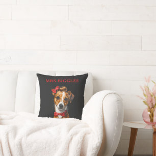 Custom Dog Portrait – Personalized Pet Name Design Throw Pillow