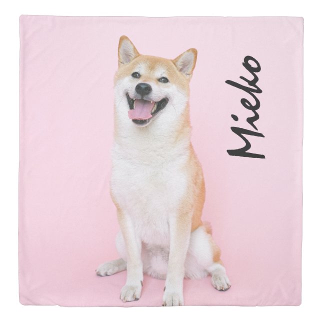 Custom Dog Portrait Photo Quilt Duvet Cover Queen  (Front)