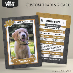 Custom Dog Trading Cards, Classic MVP Pet Trading Calling Card
