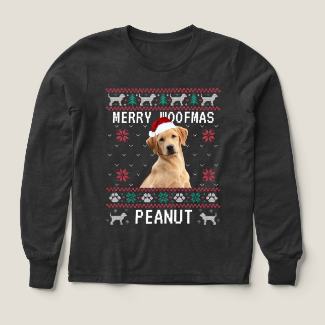 Custom Dog Ugly Christmas Sweatshirt with Photo Tri-Blend Shirts (Design Front)
