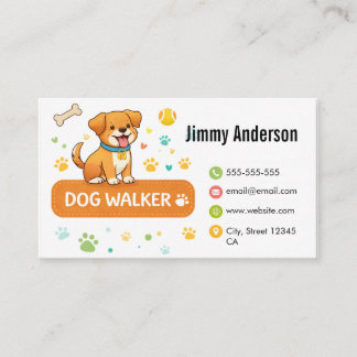 Custom Dog Walker Business Card with Cute Puppy 