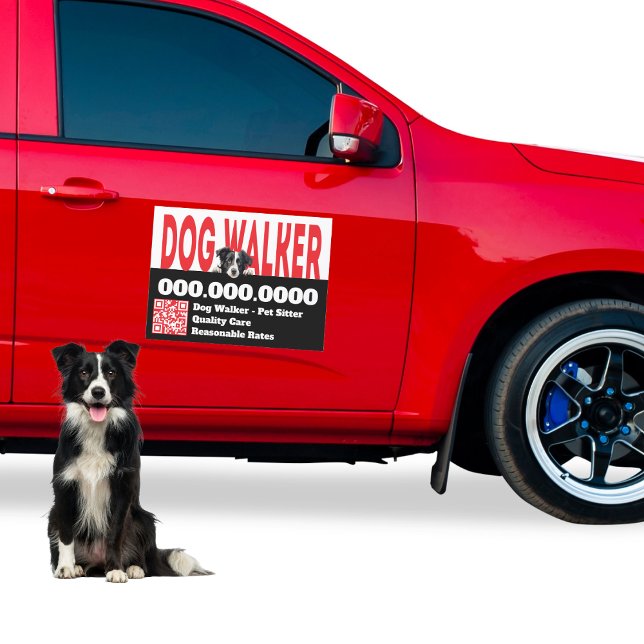 Custom Dog Walker Car Magnet (Custom Dog Walker Service car magnet. Promote your business. )