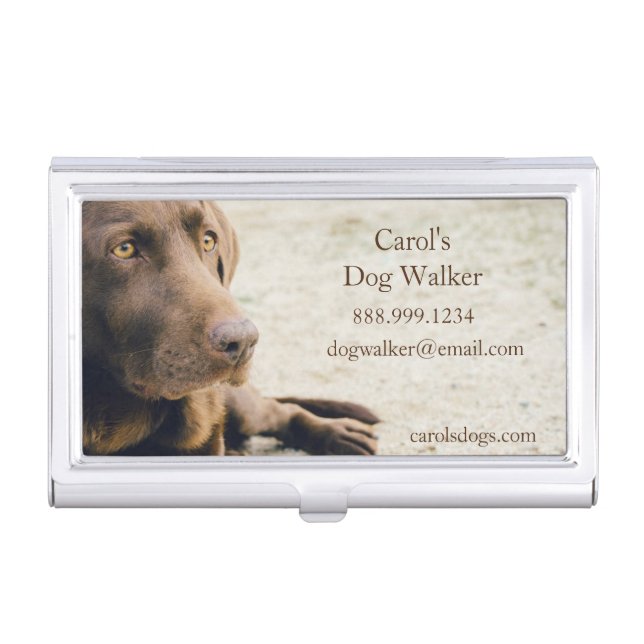Custom Dog Walker, Pet Sitting Business Service   Business Card Case (Front)