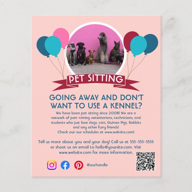 custom dog walker pet sitting pet service grooming flyer (Front)