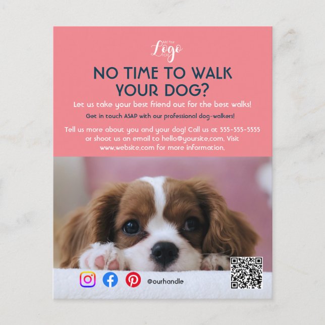 custom dog walker pet sitting pet service grooming flyer (Front)