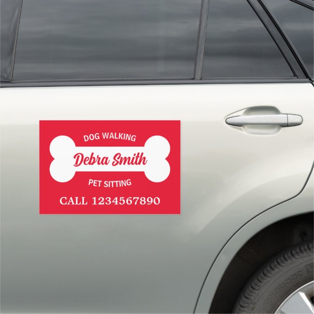 Custom dog walking pet sitting business car magnet (In Situ)