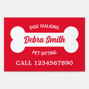Custom dog walking pet sitting business yard sign