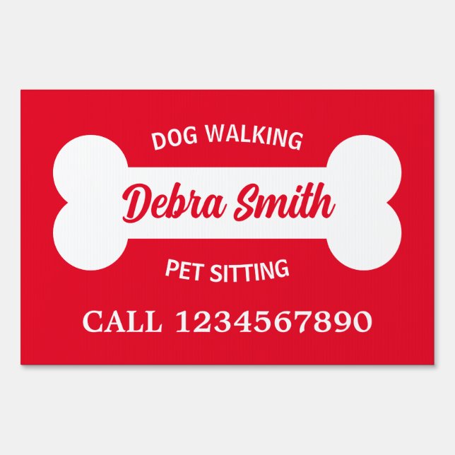 Custom dog walking pet sitting business yard sign (Front)