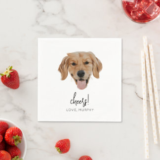 Custom Dog Wedding Cocktail Napkins Cheers Modern