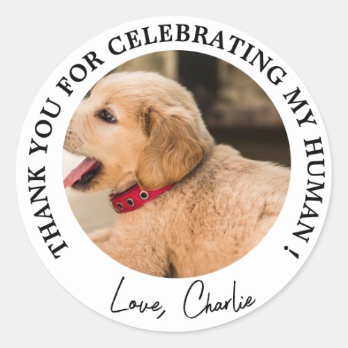 Custom Dog Wedding Favor Dog of Honor Pet Photo Classic Round Sticker