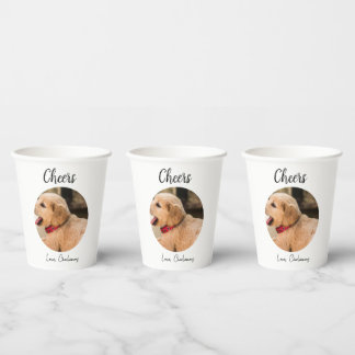 Custom Dog Wedding Favor Dog of Honor Photo cheers Paper Cups